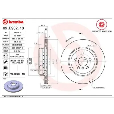 Disco de freno BREMBO DELETED_09.D902.13 Nuevo Modelo